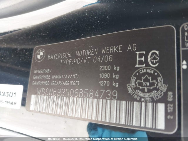40080548 :رقم المزاد ، WBSNB93506B584739 vin ، 2006 Bmw M5 مزاد بيع