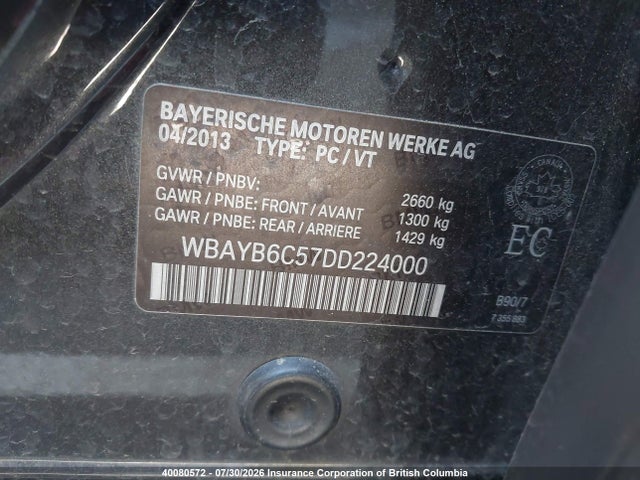Продажа на аукционе авто 2013 Bmw 750i, vin: WBAYB6C57DD224000, номер лота: 40080572
