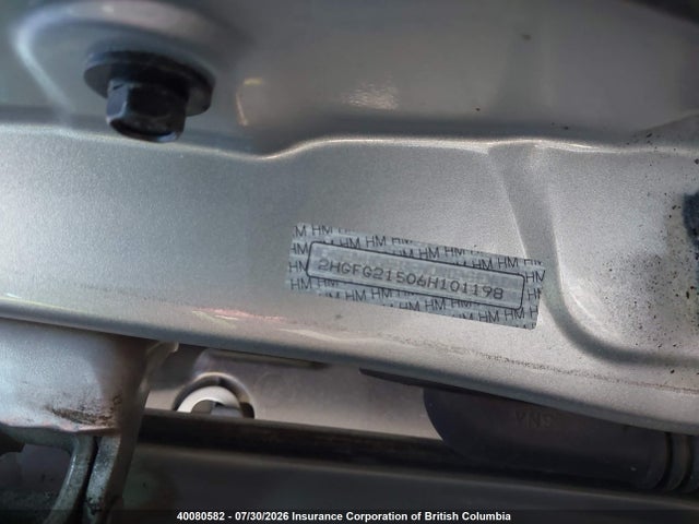 40080582 :رقم المزاد ، 2HGFG21506H101198 vin ، 2006 Honda Civic مزاد بيع