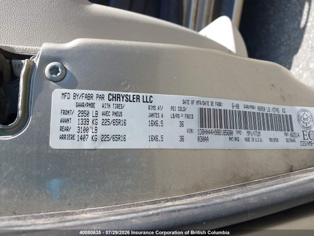 2008 Dodge Grand Caravan Se მანქანა იყიდება აუქციონზე, vin: 1D8HN44H98B185680, აუქციონის ნომერი: 40080635