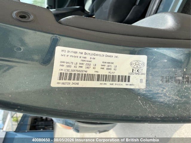Aukcja sprzedaży 2005 Chrysler Sebring Touring, vin: 1C3EL56R75N526740, numer aukcji: 40080650