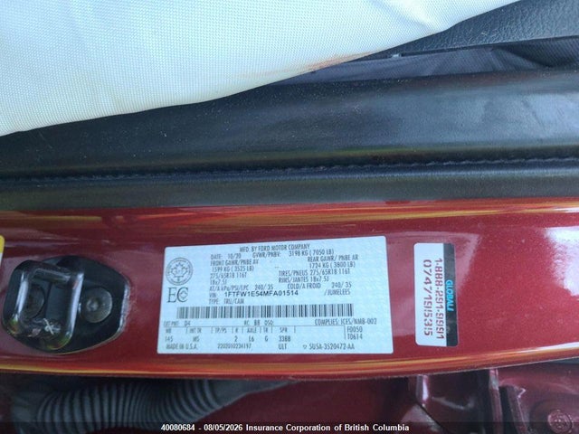 1FTFW1E54MFA01514 Ford F150