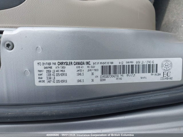 Aukcja sprzedaży 2012 Dodge Grand Caravan Se, vin: 2C4RDGBG7CR342733, numer aukcji: 40080686