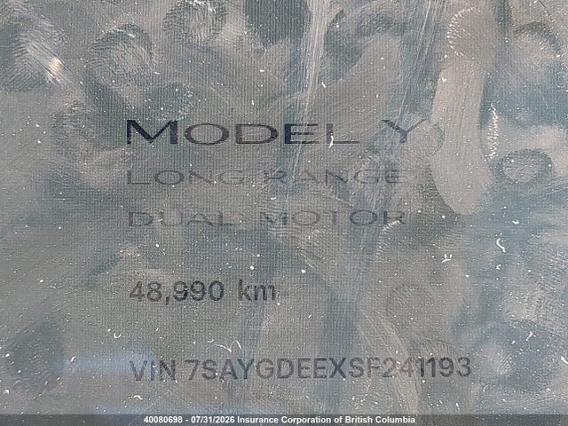 40080698 :رقم المزاد ، 7SAYGDEEXSF241193 vin ، 2025 Tesla Model Y مزاد بيع