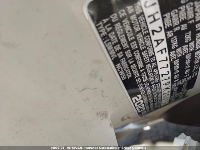 2023 Honda Ncw50 P მანქანა იყიდება აუქციონზე, vin: JH2AF7727PK200138, აუქციონის ნომერი: 40076735