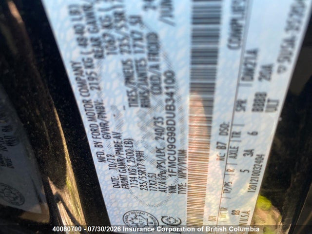 Aukcja sprzedaży 2013 Ford Escape Se, vin: 1FMCU9G98DUB34100, numer aukcji: 40080700