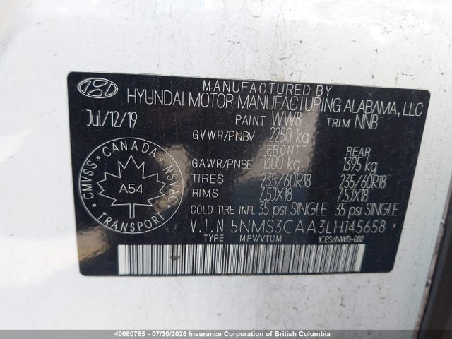Hyundai Santa Fe Sel/sel Plus 2020 5NMS3CAA3LH145658 Image 9