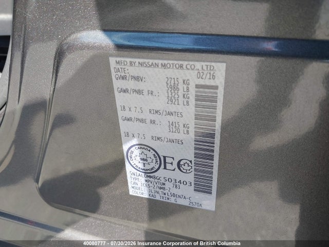 5N1AL0MM8GC503403 Infiniti QX60