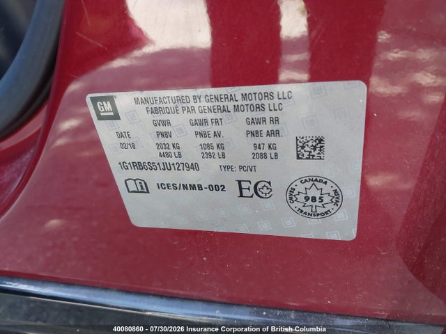Chevrolet Volt 2018 1G1RB6S51JU127940 Image 9