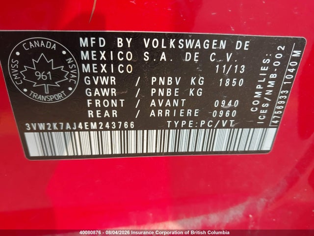 Volkswagen Jetta 2014 3VW2K7AJ4EM243766 Image 9
