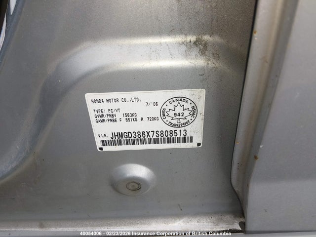 Продажа на аукционе авто 2007 Honda Fit S, vin: JHMGD386X7S808513, номер лота: 40054006