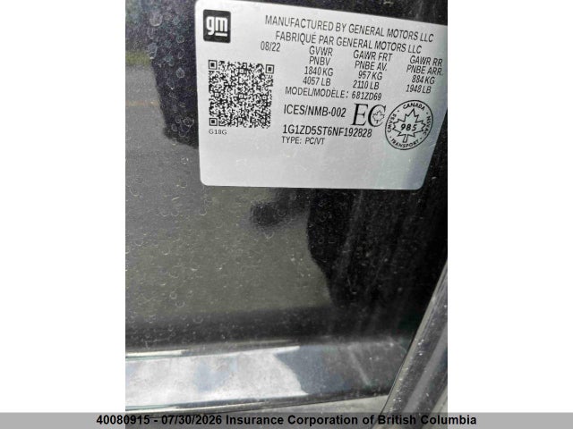 40080915 :رقم المزاد ، 1G1ZD5ST6NF192828 vin ، 2022 Chevrolet Malibu Lt مزاد بيع