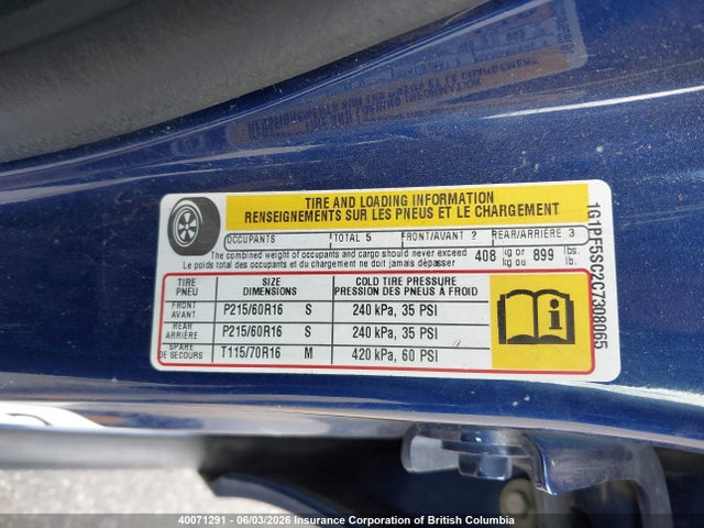 Продаж на аукціоні авто 2012 Chevrolet Cruze Lt, vin: 1G1PF5SC2C7308065, номер лоту: 40071291