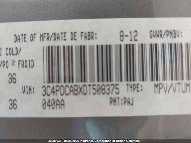 Продажа на аукционе авто 2013 Dodge Journey Cvp/se Plus, vin: 3C4PDCABXDT508375, номер лота: 40080936