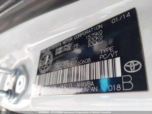 Toyota Prius 2014 JTDKDTB30E1560608 Image 9