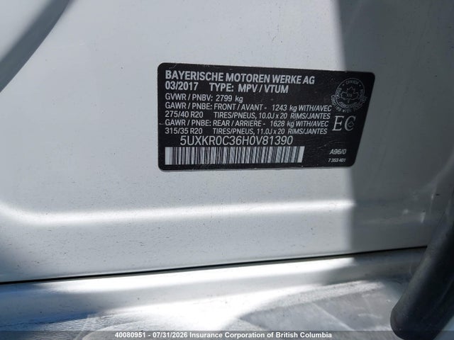 5UXKR0C36H0V81390 BMW X5
