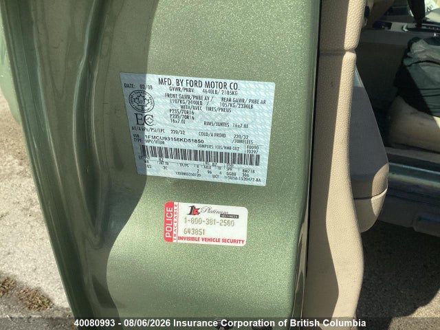 40080993 :رقم المزاد ، 1FMCU93158KD51850 vin ، 2008 Ford Escape Xlt مزاد بيع