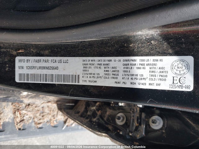 Aukcja sprzedaży 2021 Ram 1500 Rebel, vin: 1C6SRFLM8MN626640, numer aukcji: 40081022