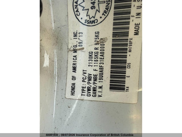 Aukcja sprzedaży 2014 Acura Tl, vin: 19UUA8F31EA800047, numer aukcji: 40081030