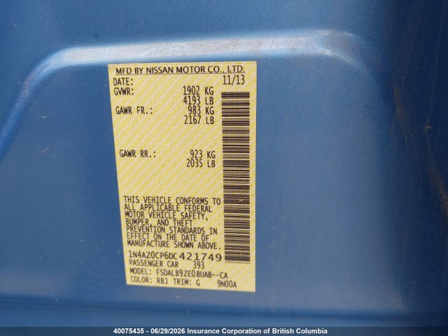 Auction sale of the 2013 Nissan Leaf S/sv/sl, vin: 1N4AZ0CP6DC421749, lot number: 40075435