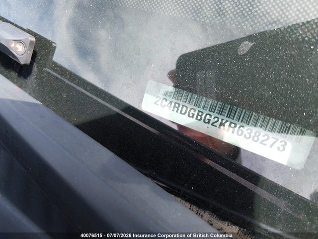 2019 Dodge Grand Caravan Se მანქანა იყიდება აუქციონზე, vin: 2C4RDGBG2KR638273, აუქციონის ნომერი: 40076515