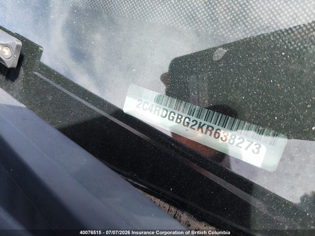 2019 Dodge Grand Caravan Se მანქანა იყიდება აუქციონზე, vin: 2C4RDGBG2KR638273, აუქციონის ნომერი: 40076515