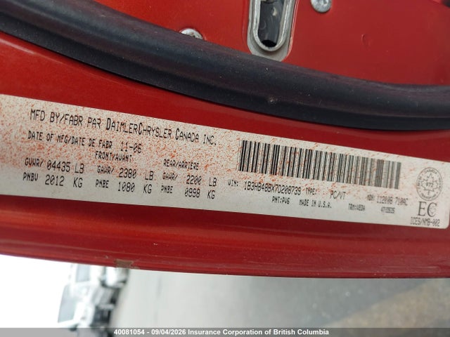 40081054 :رقم المزاد ، 1B3HB48BX7D208739 vin ، 2007 Dodge Caliber Sxt مزاد بيع