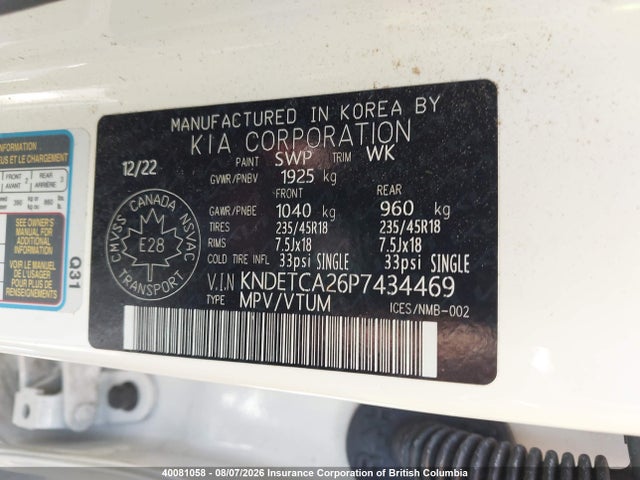Продаж на аукціоні авто 2023 Kia Seltos Sx, vin: KNDETCA26P7434469, номер лоту: 40081058