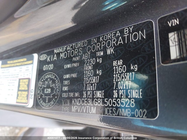 Auction sale of the 2020 Kia Niro, vin: KNDCE3LG8L5053528, lot number: 40081077