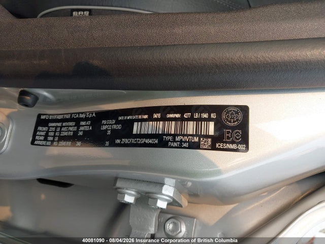 Aukcja sprzedaży 2016 Fiat 500, vin: ZFBCFXCT2GP464034, numer aukcji: 40081090