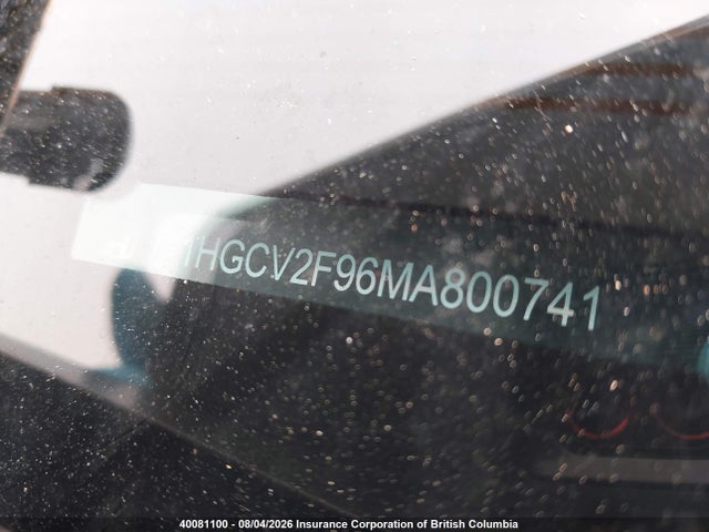 Aukcja sprzedaży 2021 Honda Accord Touring, vin: 1HGCV2F96MA800741, numer aukcji: 40081100