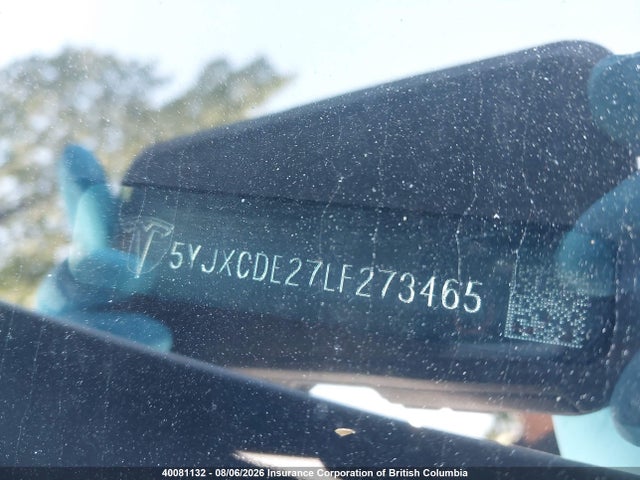 40081132 :رقم المزاد ، 5YJXCDE27LF273465 vin ، 2020 Tesla Model X Awd/standard Range مزاد بيع