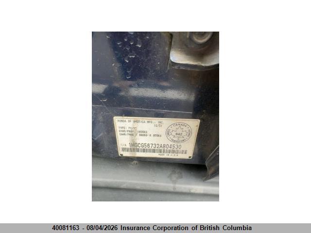 Aukcja sprzedaży 2002 Honda Accord Se, vin: 1HGCG56732A804530, numer aukcji: 40081163