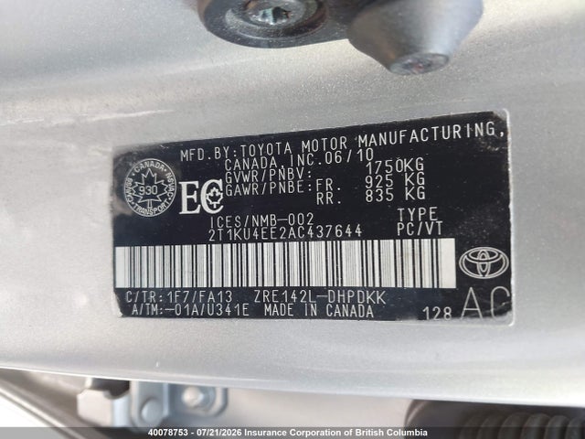 Aukcja sprzedaży 2010 Toyota Corolla Matrix, vin: 2T1KU4EE2AC437644, numer aukcji: 40078753