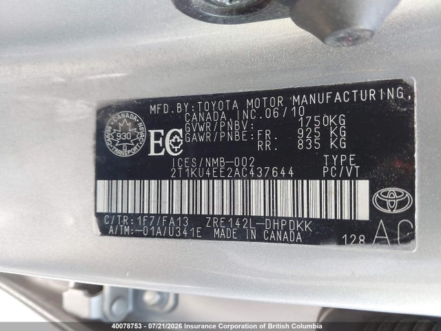 Aukcja sprzedaży 2010 Toyota Corolla Matrix, vin: 2T1KU4EE2AC437644, numer aukcji: 40078753