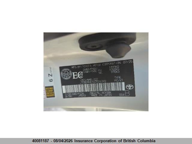 40081187 :رقم المزاد ، JTDBDMHE5S3026342 vin ، 2025 Toyota Corolla Hybrid Se مزاد بيع