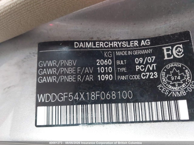 Продаж на аукціоні авто 2008 Mercedes-benz C 300, vin: WDDGF54X18F068100, номер лоту: 40081273