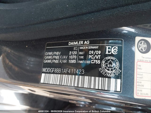 Продаж на аукціоні авто 2010 Mercedes-benz C 300 4matic, vin: WDDGF8BB1AF411423, номер лоту: 40081324