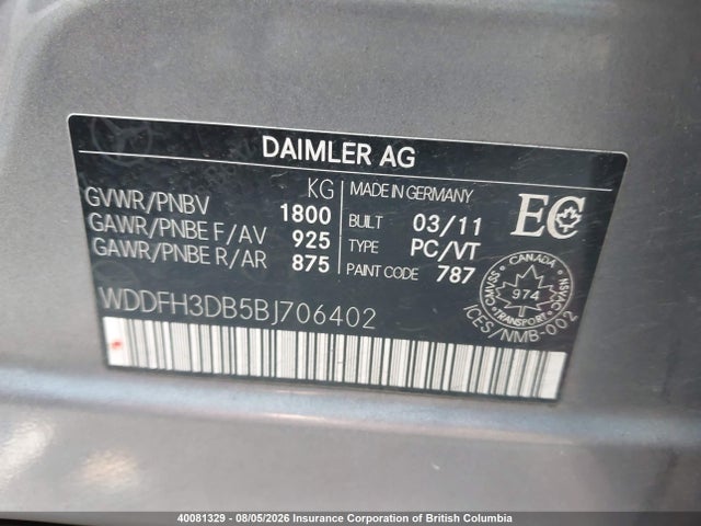 Продажа на аукционе авто 2011 Mercedes-benz B200, vin: WDDFH3DB5BJ706402, номер лота: 40081329