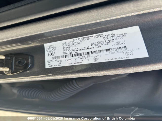 40081364 :رقم المزاد ، 1FTEW1EP0MKD67300 vin ، 2021 Ford F150 مزاد بيع