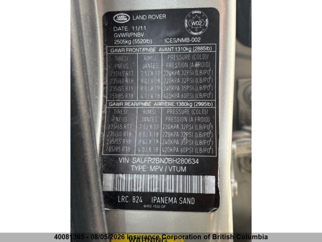Продаж на аукціоні авто 2011 Land Rover Lr2, vin: SALFR2BN0BH280634, номер лоту: 40081365