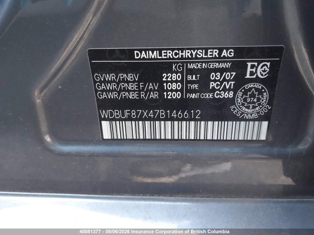 Продажа на аукционе авто 2007 Mercedes-benz E 350 4matic, vin: WDBUF87X47B146612, номер лота: 40081377