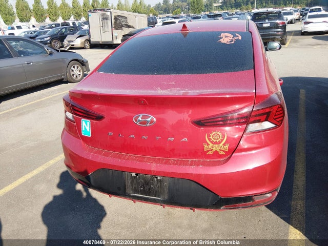 Auction sale of the 2019 Hyundai Elantra Sel/value/limited, vin: KMHD84LF9KU875781, lot number: 40078469