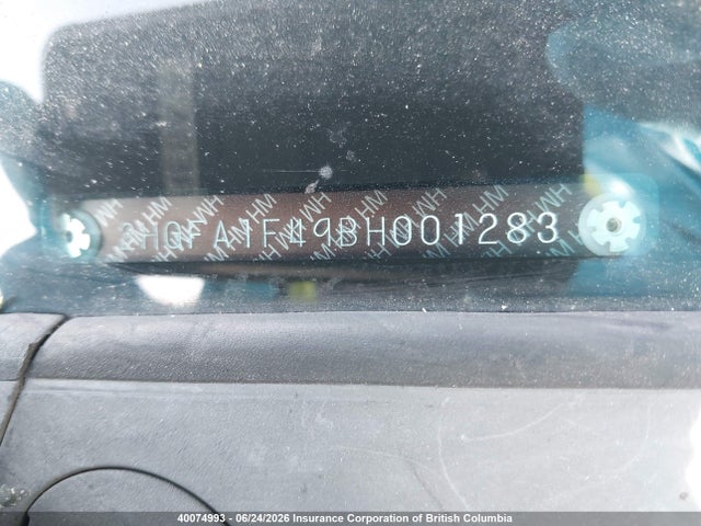 40074993 :رقم المزاد ، 2HGFA1F49BH001283 vin ، 2011 Honda Civic Dx-g مزاد بيع