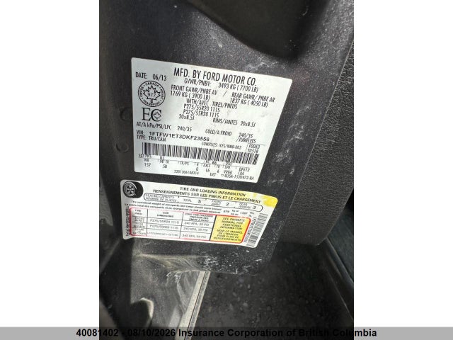 40081402 :رقم المزاد ، 1FTFW1ET3DKF23556 vin ، 2013 Ford F150 مزاد بيع