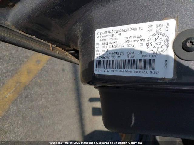 40081468 :رقم المزاد ، 1D7HG38X83S217330 vin ، 2003 Dodge Dakota Quad Sport مزاد بيع
