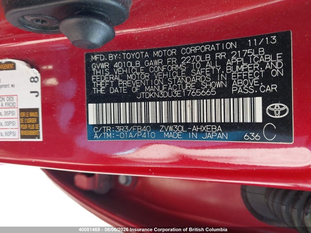 Toyota Prius 2014 JTDKN3DU3E1765665 Image 9