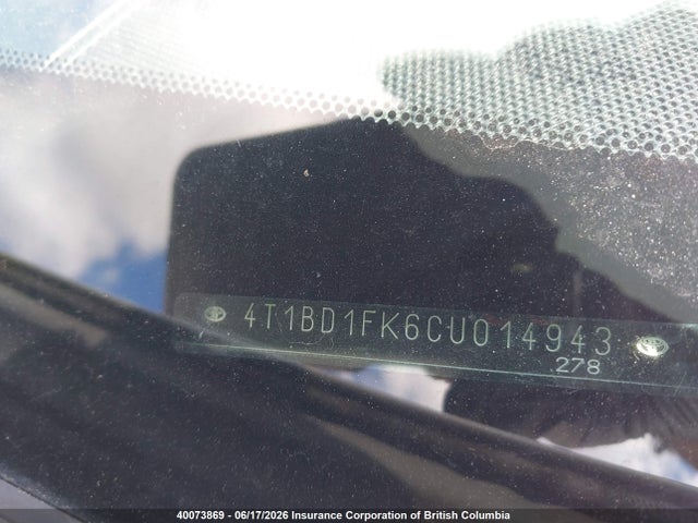 Продажа на аукционе авто 2012 Toyota Camry Hybrid/le/xle, vin: 4T1BD1FK6CU014943, номер лота: 40073869