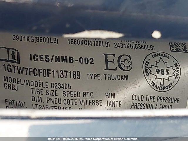 GMC Savana G2500 2015 1GTW7FCF0F1137189 Image 9