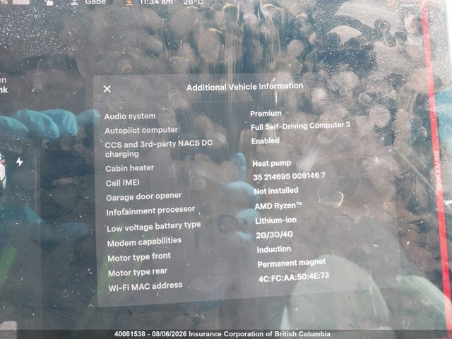 40081538 :رقم المزاد ، 7SAYGDEF0NF373604 vin ، 2022 Tesla Model Y مزاد بيع